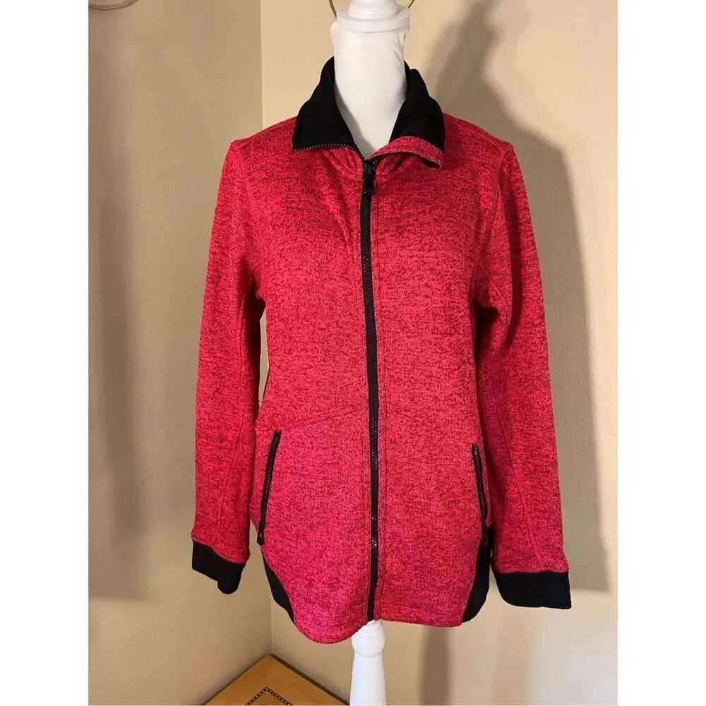 Calvin Klein Performance Red Pink Black Full Zip Sweater Jacket Women's Small